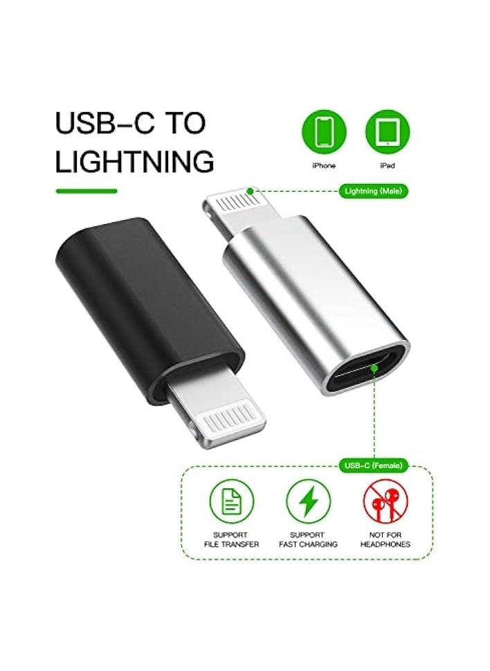 erorex - 3 Pcs USB-C Female to Lightning Male Adapter, Lightning to USB C Adapter, PD Fast Charge Converter for iPhone 13 Pro/Max/12/Xs/Xr/new Se/iPad Air,AirPods 2 Pro, 9V2A18W30W (1 White+2 Black) - Image 1