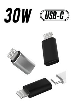 3 Pcs USB-C Female to Lightning Male Adapter, Lightning to USB C Adapter, PD Fast Charge Converter for iPhone 13 Pro/Max/12/Xs/Xr/new Se/iPad Air,AirPods 2 Pro, 9V2A18W30W (1 White+2 Black)