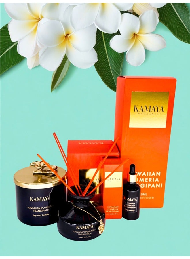 KAMAYA عطر - ديفيوزر قصب هوائي من بلوميريا 150 مل مع سحر معدني + إعادة تعبئة مع مجموعتين من القصب - Image 3