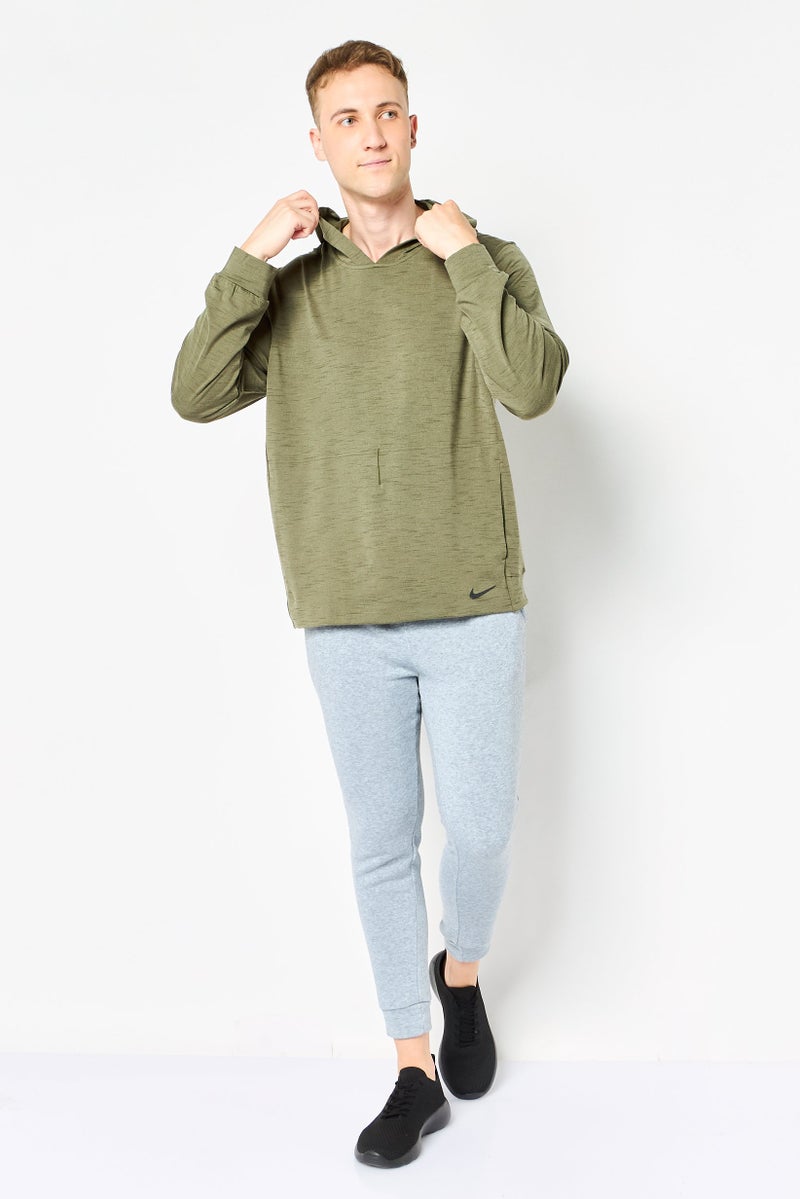 Nike Men Loose Fit Long Sleeve Training Hooded Sweatshirts, Olive - Image 3