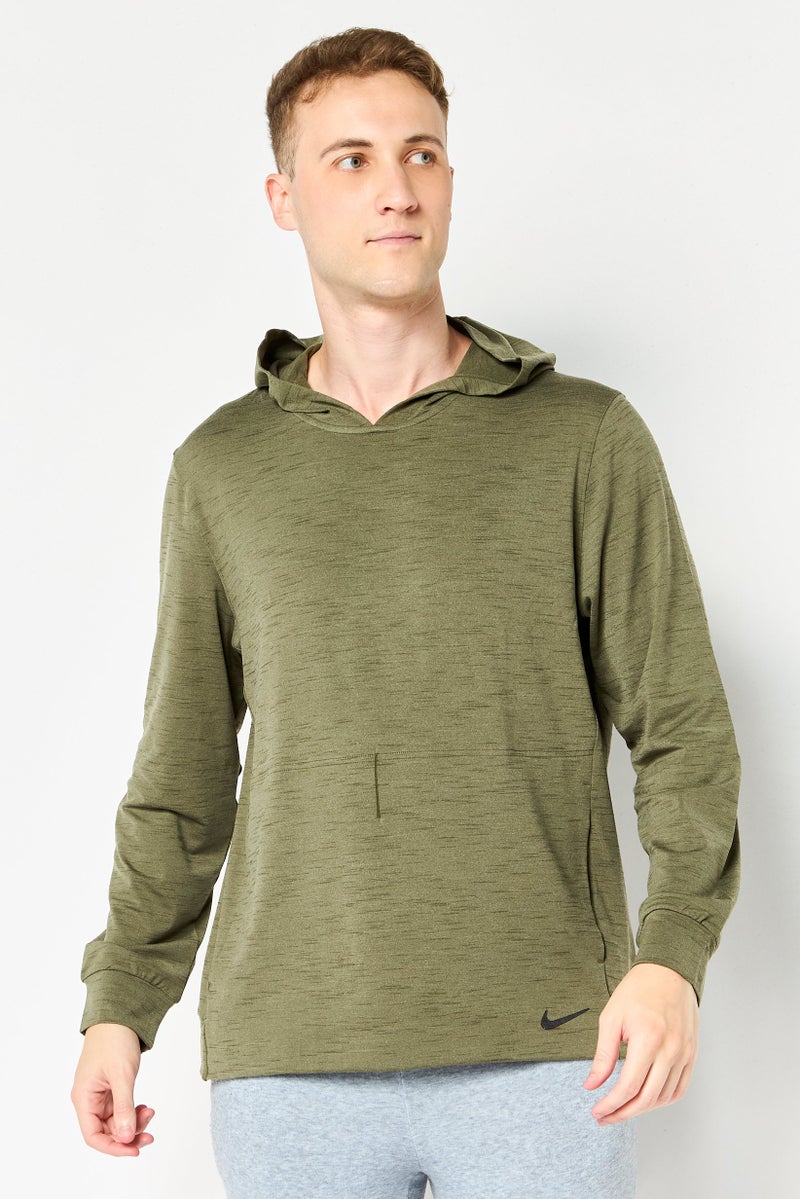 Nike Men Loose Fit Long Sleeve Training Hooded Sweatshirts, Olive - Image 1