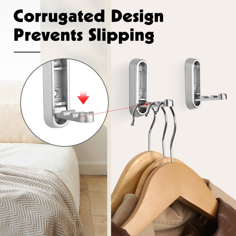 Dntorx Folding Coat Hooks, 4 Pcs Foldable Silver Wall Hooks Heavy Duty Foldable Hook Bathroom Towel Hooks Robe Hooks Wall Mounted for Hanging Coat Towels Clothes Hat Bags Keys - Image 2
