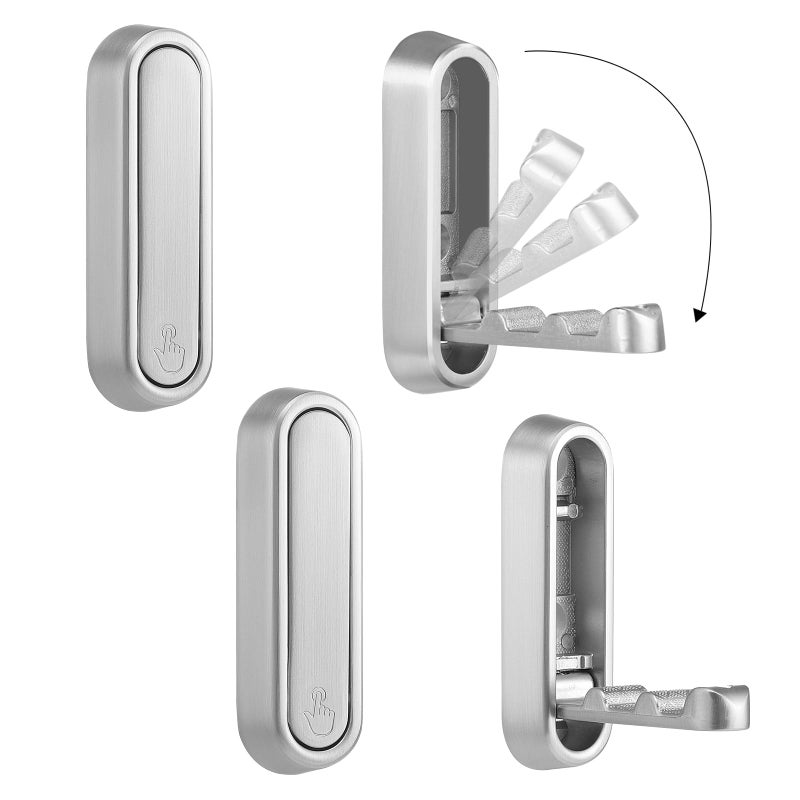 Dntorx Folding Coat Hooks, 4 Pcs Foldable Silver Wall Hooks Heavy Duty Foldable Hook Bathroom Towel Hooks Robe Hooks Wall Mounted for Hanging Coat Towels Clothes Hat Bags Keys - Image 1