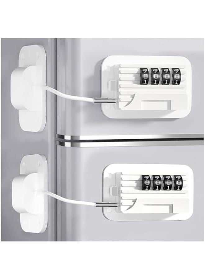HOOKOR 2 Pack Refrigerator Fridge Freezer Door Lock with Password, Child Proof Door Lock for Kitchen Refrigerator, Cabinets and Drawers, Closets, Windows, Doors-No Tools Need or Drill (White) - Image 1