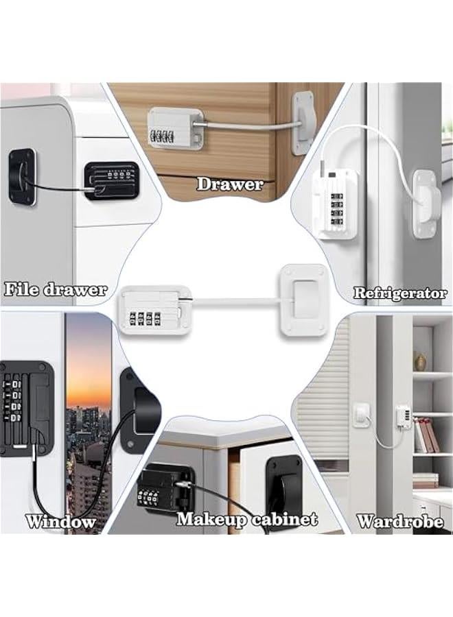 HOOKOR 2 Pack Refrigerator Fridge Freezer Door Lock with Password, Child Proof Door Lock for Kitchen Refrigerator, Cabinets and Drawers, Closets, Windows, Doors-No Tools Need or Drill (White) - Image 3