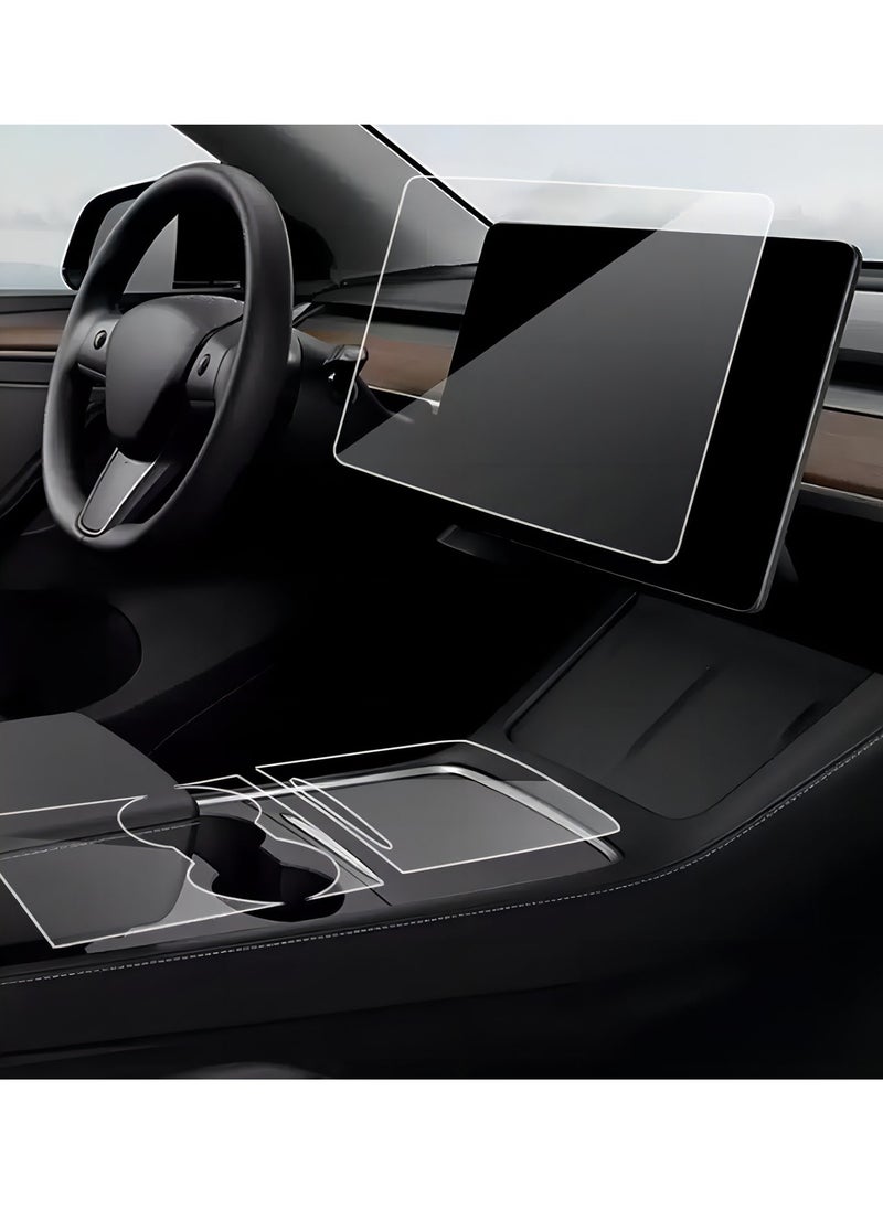 SYOSI - Model Y Wood Center Console Wrap for Tesla Model 3 Model Y 2021 2022 Protective Tesla Model 3 Console Cover Kit Interior Decoration with Installation Tools White Carbon Fiber - Image 1