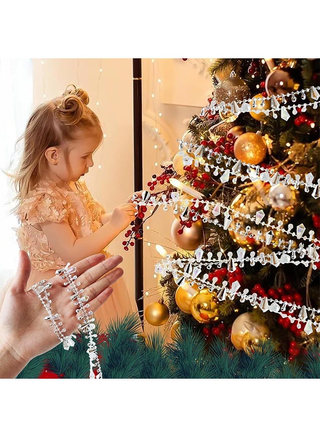 16FT Crystal Christmas Decorations,Silver Beads Xmas Tree Decorations,Acrylic Christmas Tree Ornaments,Clear Garland Twist Bead String For Christmas Tree Decor(silver) - Image 5