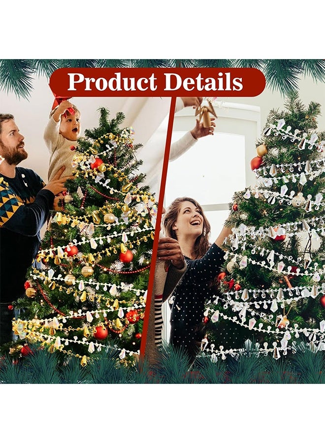 16FT Crystal Christmas Decorations,Silver Beads Xmas Tree Decorations,Acrylic Christmas Tree Ornaments,Clear Garland Twist Bead String For Christmas Tree Decor(silver) - Image 3