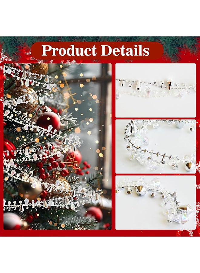 16FT Crystal Christmas Decorations,Silver Beads Xmas Tree Decorations,Acrylic Christmas Tree Ornaments,Clear Garland Twist Bead String For Christmas Tree Decor(silver) - Image 4