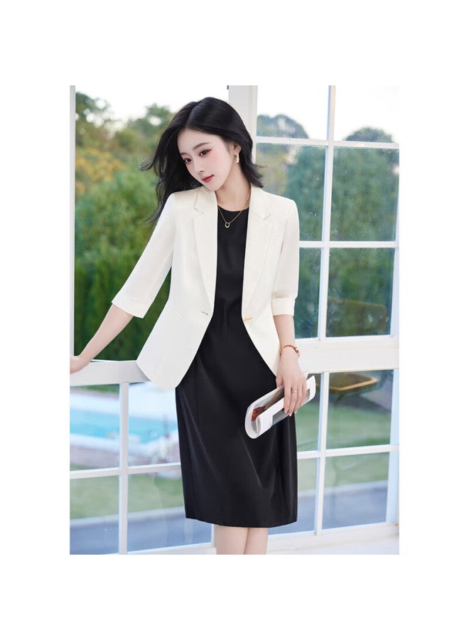 Teluoman Summer Blazer Inner Sleeveless Vest Dress, Simple Mid-length Slimming Base Layer Commuter A-line Skirt - Image 3