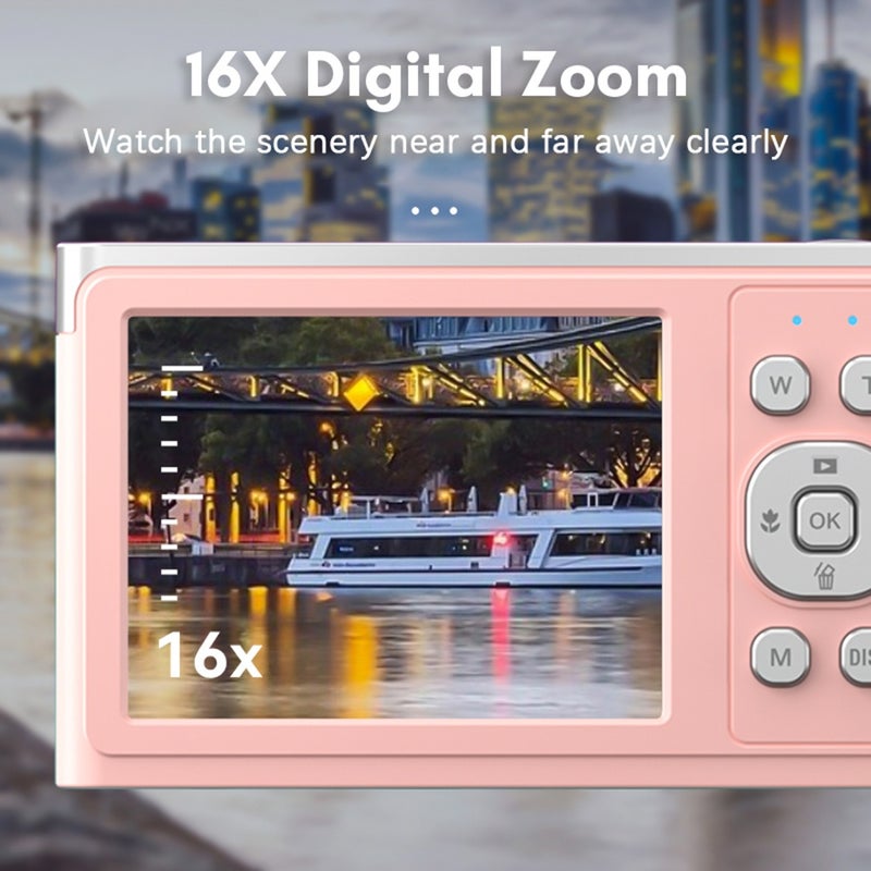 Portable 4K Digital Camera Video Camcorder 50MP 2.88 Inch IPS Screen Auto Focus 16X Zoom(8X Optical & 8X Digital) Anti-shake Face Detect Built-in Flash with 2pcs Batteries Christmas Gift for - Image 5