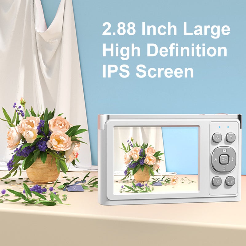 Portable 4K Digital Camera Video Camcorder 50MP 2.88 Inch IPS Screen Auto Focus 16X Zoom(8X Optical & 8X Digital) Anti-shake Face Detect Built-in Flash with 2pcs Batteries Christmas Gift for - Image 2