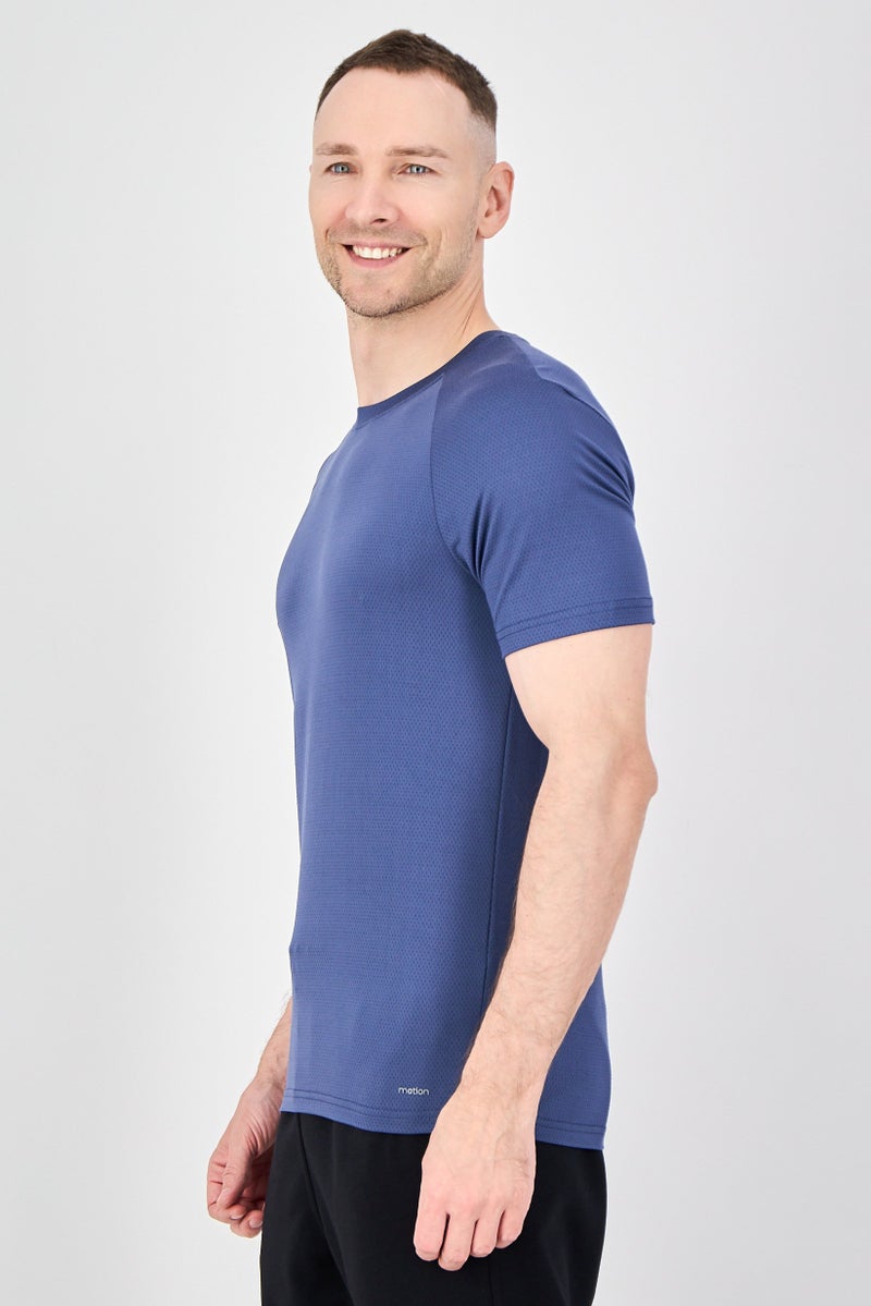 MOTION Men Sportswear Fit Short Sleeve Training T-Shirt, Indigo Blue - Image 2