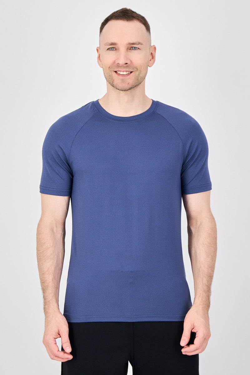 MOTION Men Sportswear Fit Short Sleeve Training T-Shirt, Indigo Blue - Image 1