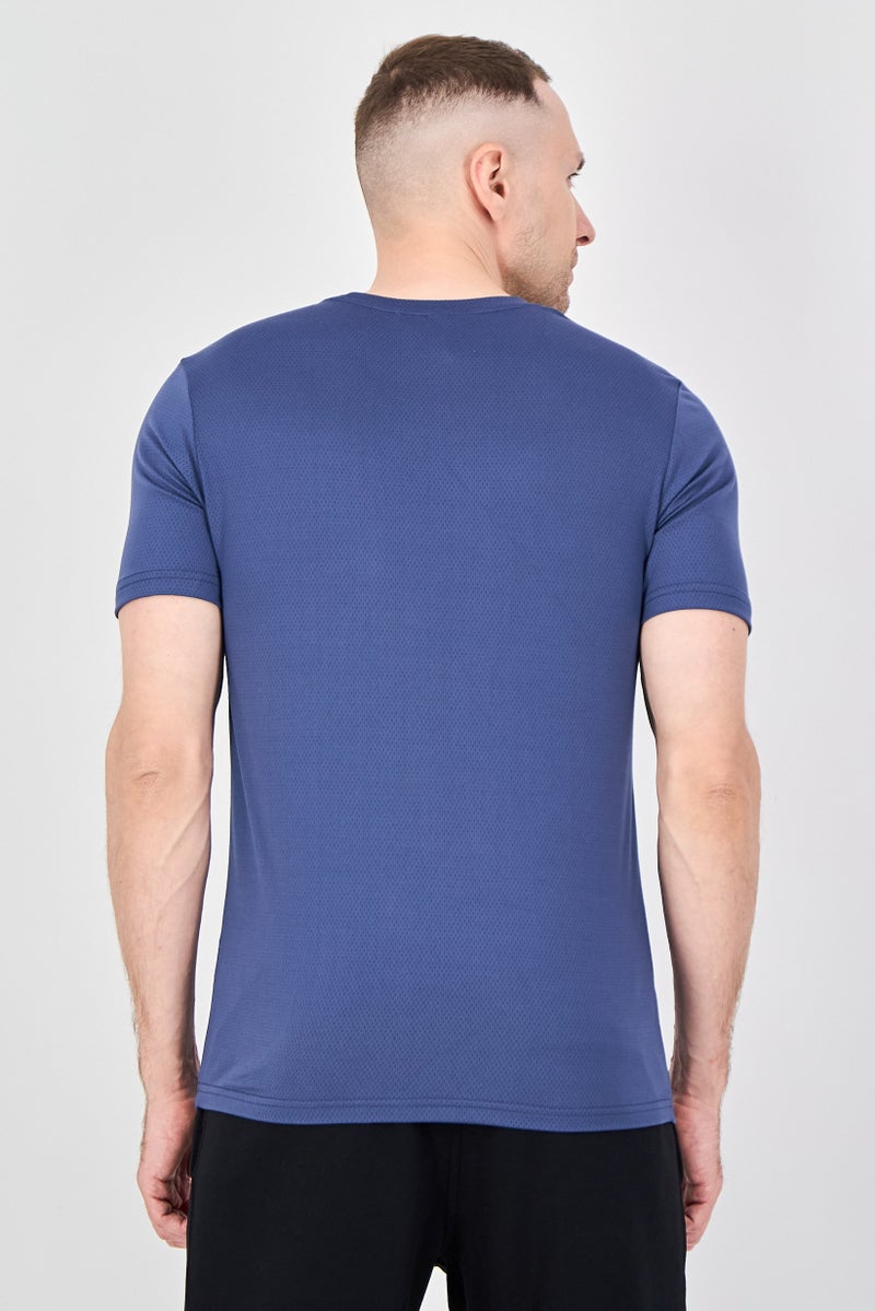 MOTION Men Sportswear Fit Short Sleeve Training T-Shirt, Indigo Blue - Image 3
