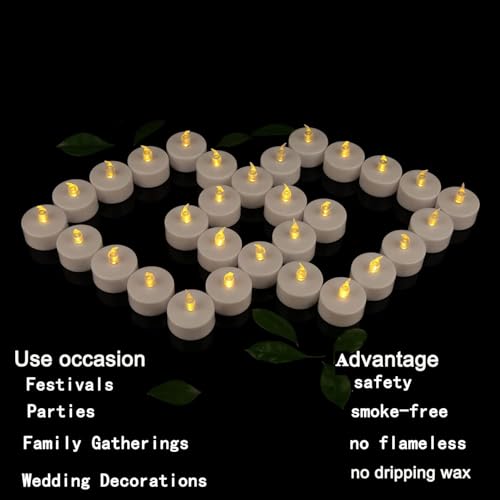 MIRADH Realistic Flameless LED Tealights Battery Candles | Unscented Eco-Friendly Festive Set for Diwali Navratri Christmas New Year (24) - Image 5