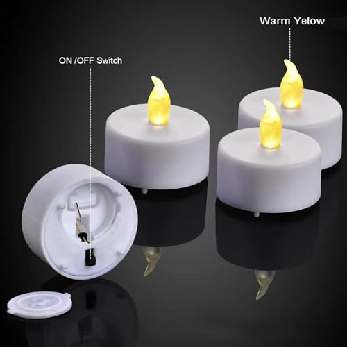 MIRADH Realistic Flameless LED Tealights Battery Candles | Unscented Eco-Friendly Festive Set for Diwali Navratri Christmas New Year (24) - Image 4