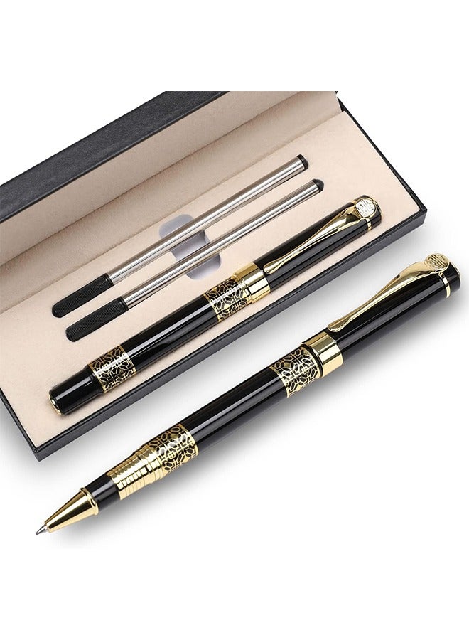 Generic Ballpoint Pen Black with 2 Ink Refill,business pens,Luxury Pen,Best Ball Pen Gift Set for Men & Women Professional Executive,Office Classy Gift Box (Black)  - Image 1