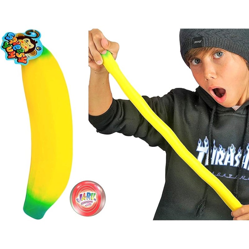 Ja-Ru Stretchy Banana Toy (1 Pack) – Sand-Filled Squishy Banana Stress Toy for Kids, Fruit Squishies, Stretchy Fidget Toy for Stress Relief, Party Favors & Goodie Bag Stuffers. 1-3340-1p - Image 3