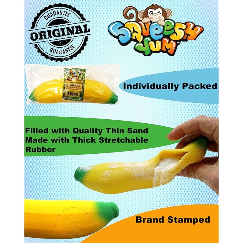 Ja-Ru Stretchy Banana Toy (1 Pack) – Sand-Filled Squishy Banana Stress Toy for Kids, Fruit Squishies, Stretchy Fidget Toy for Stress Relief, Party Favors & Goodie Bag Stuffers. 1-3340-1p - Image 2