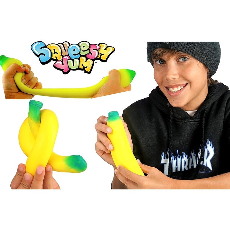 Ja-Ru Stretchy Banana Toy (1 Pack) – Sand-Filled Squishy Banana Stress Toy for Kids, Fruit Squishies, Stretchy Fidget Toy for Stress Relief, Party Favors & Goodie Bag Stuffers. 1-3340-1p - Image 4