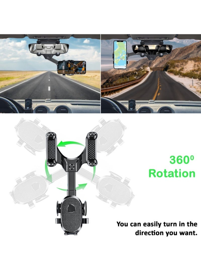 Mobile Holder For Car Mirror , Phone Holder For Car Adjustable 360°, Car Phone Holder GPS Phone Holder Car Suitable for iPhone, Samsung and Most Phones 4 to 7 - Image 5