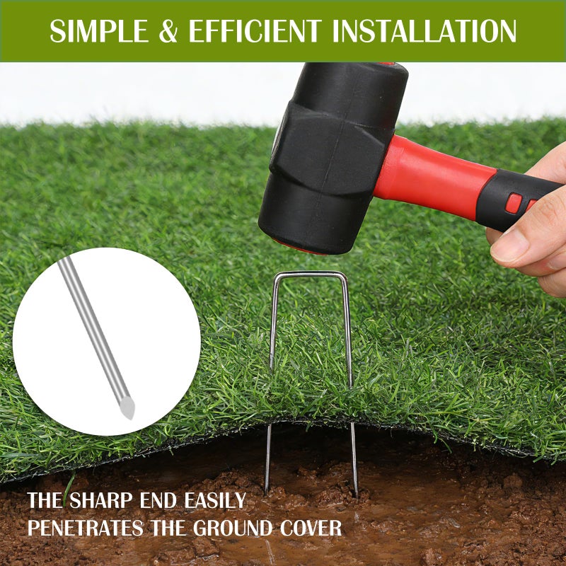Whonline 75 Pack Landscape Staples 4 Inch, Galvanized Garden Stakes U-Shaped SOD Landscaping Fabric Pins Yard Ground Staples for Gardening Lawn Turf Securing Irrigation Pipe Hose Plant Cover - Image 3