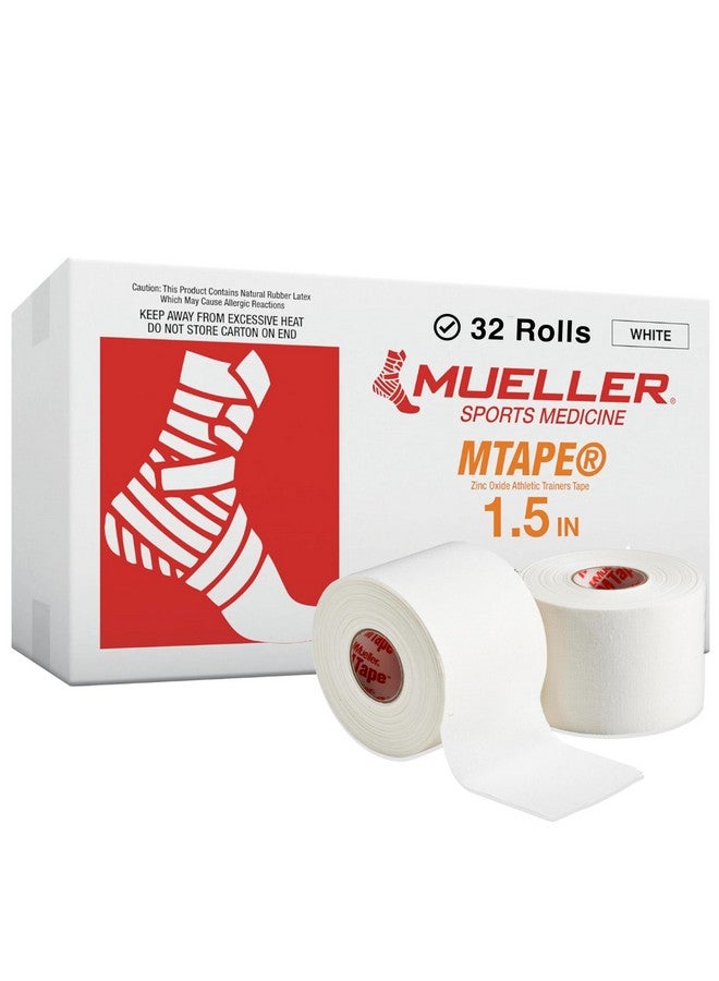Mueller MUELLER Sports Medicine MTape Rolls Team Pack, Quality Athletic Tape, Easy to Tear for Fast & Effective Taping, 1.5" x 10 Yards Per Roll, 32 Rolls, White - Image 1