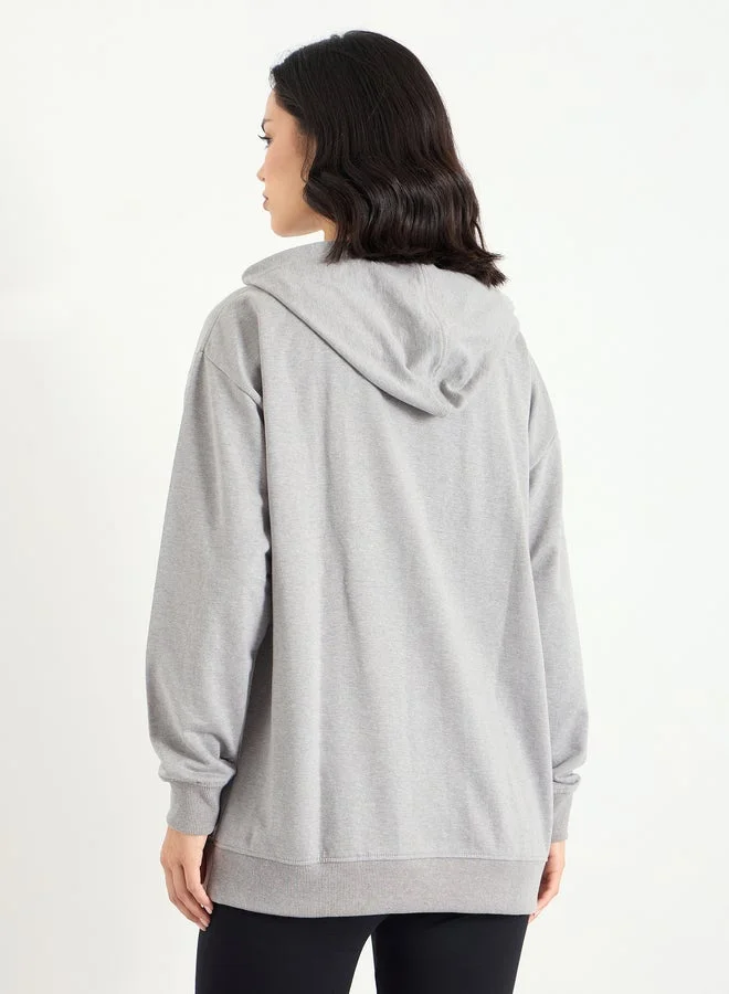 Styli Styli Grey Los Angeles Embroidered Hoodie