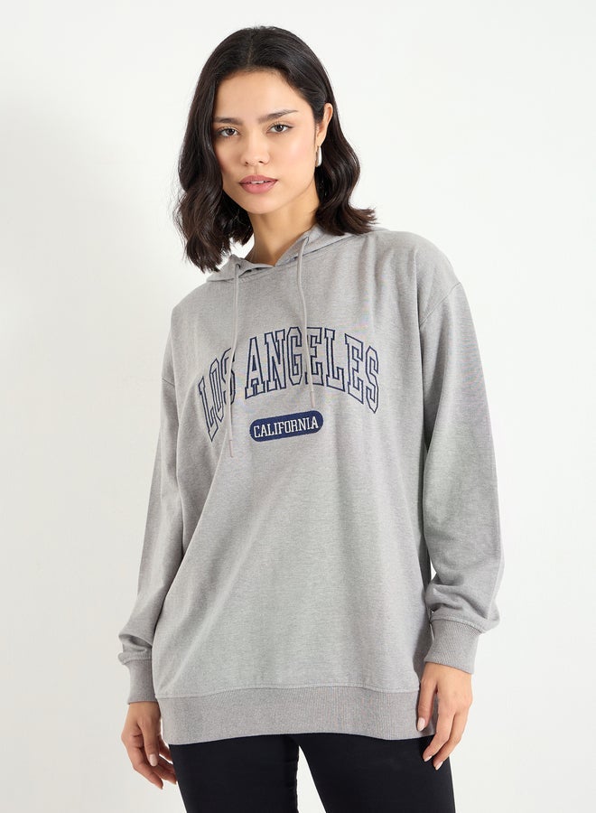 Styli Grey Los Angeles Embroidered Hoodie - Image 1