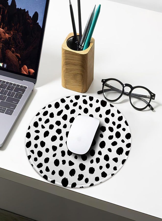 Boutilon Round Mouse Pad Non-Slip Rubber Base Mousepad with Stitched Edge Washable Small Mouse Mat 7.9 x 7.9 Inch for Computer, Laptop, Home, Office(Polka Dots) - Image 2