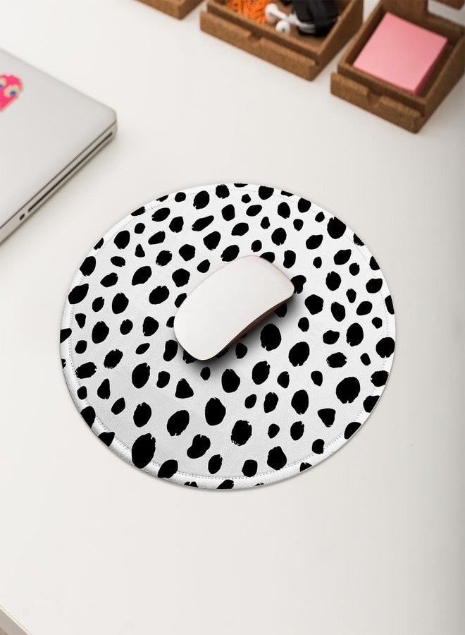 Boutilon Round Mouse Pad Non-Slip Rubber Base Mousepad with Stitched Edge Washable Small Mouse Mat 7.9 x 7.9 Inch for Computer, Laptop, Home, Office(Polka Dots) - Image 3
