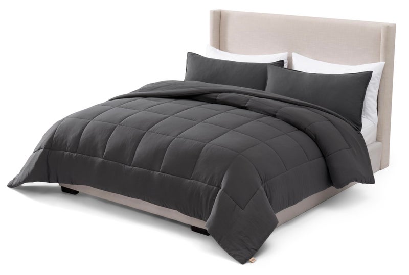 UGG Leonora Comforter Set with 2 Pillow Shams Lightweight Down Alternative Blanket Reversible Cozy Warm All Season Washable and Hypoallergenic Bedding Set, King, Charcoal Grey - Image 1