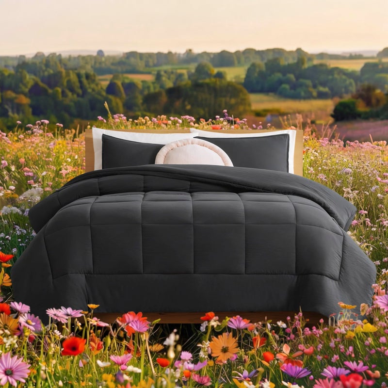 UGG Leonora Comforter Set with 2 Pillow Shams Lightweight Down Alternative Blanket Reversible Cozy Warm All Season Washable and Hypoallergenic Bedding Set, King, Charcoal Grey - Image 2