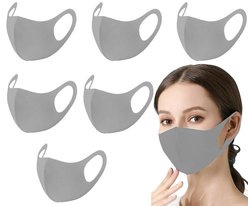 Bildos Anti-Pollution Reusable and Washable Face Mask for Adult, Unisex, Soft Breathable Fabric (Grey) - Pack of 6 - Image 1