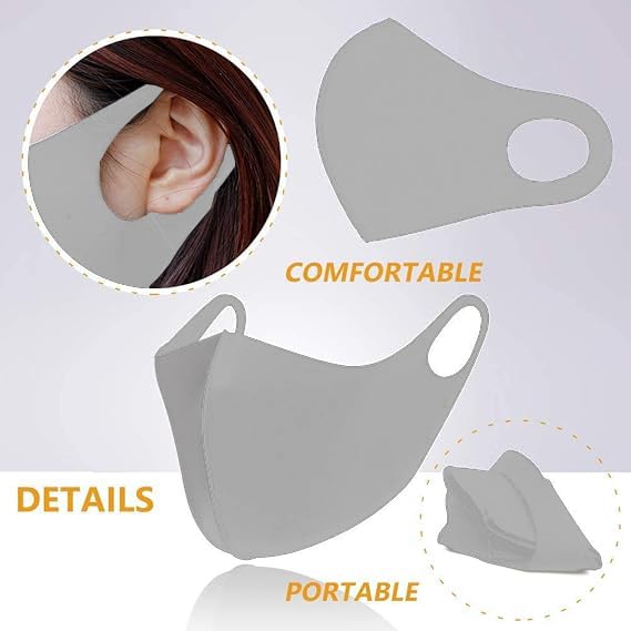 Bildos Anti-Pollution Reusable and Washable Face Mask for Adult, Unisex, Soft Breathable Fabric (Grey) - Pack of 6 - Image 3