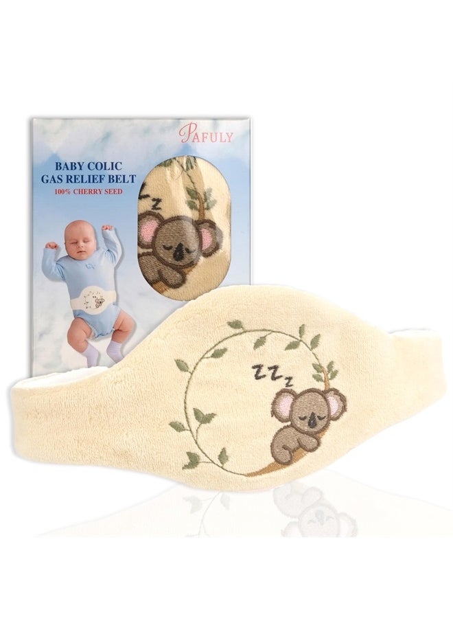 Pafuly Baby Colic Gas and Upset Stomach Relief for Newborns-100% Cherry Seed-Heated Tummy Wrap-Colic Baby Swaddling Belt for Natural Relief–Soothing and Calming (Beige)  - Image 1