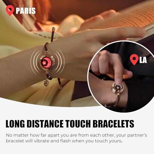 TOTWOO Long Distance Touch Bracelets for Couples, Vibration & Light up for Love Couples Bracelets | Long Distance Relationship Gifts for Girlfriend Bluetooth Pairing Jewelry - Image 2