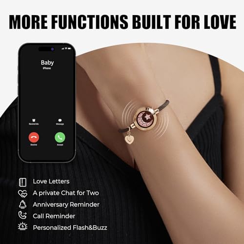 TOTWOO Long Distance Touch Bracelets for Couples, Vibration & Light up for Love Couples Bracelets | Long Distance Relationship Gifts for Girlfriend Bluetooth Pairing Jewelry - Image 3