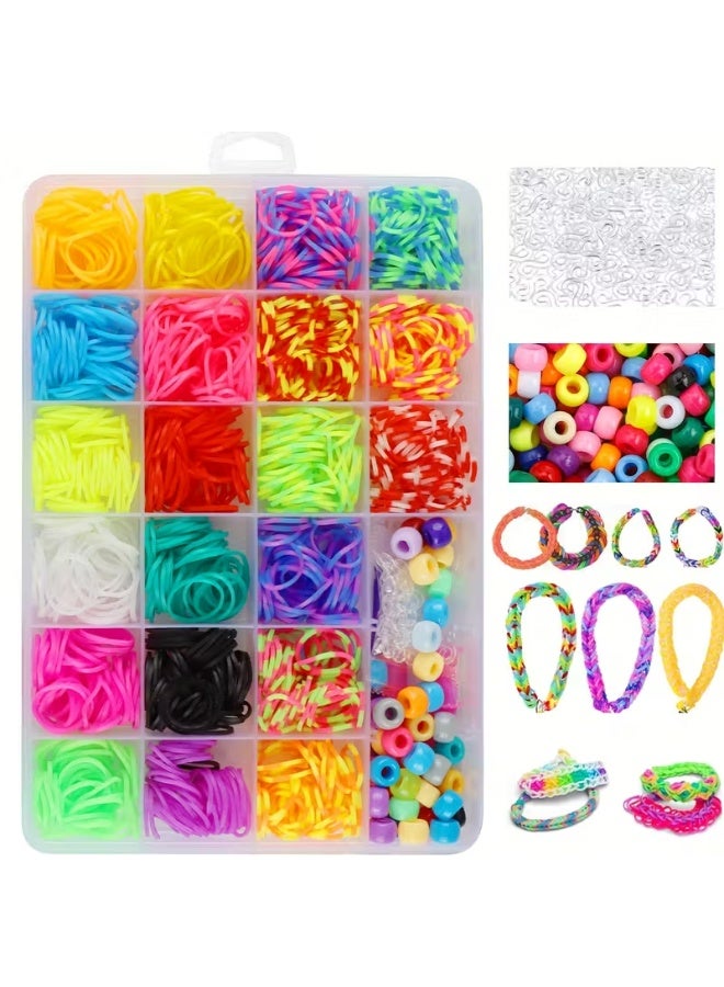DIY Rubber Band Bracelet Making Kit - 22-Compartment Box with Colorful Bands for Crafting, Jewelry Accessories & Gifts