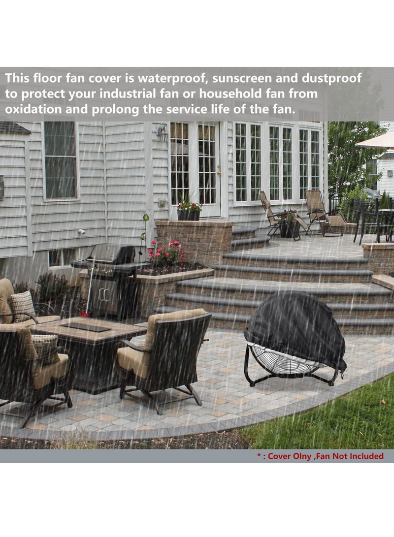 Captaintech Industrial Fan Cover, Waterproof and Dustproof Cover for Most 18" 20" High Velocity Electric Industrial and Home Floor Fan, Household Fan Cover For Outdoor, Black 24"x7.5"x24" - Image 2