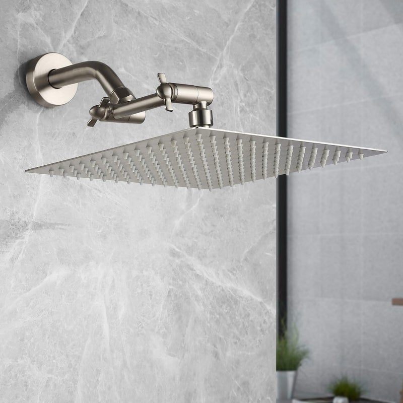 Pichrain Shower Extension Arm Height & Angle Adjustable Shower Extender Arm With Unique Locking Gear For Perfect Position 5 Inch Anti-Leak Adjustable Shower Arm (5 Inch Brushed Nickel) - Image 3