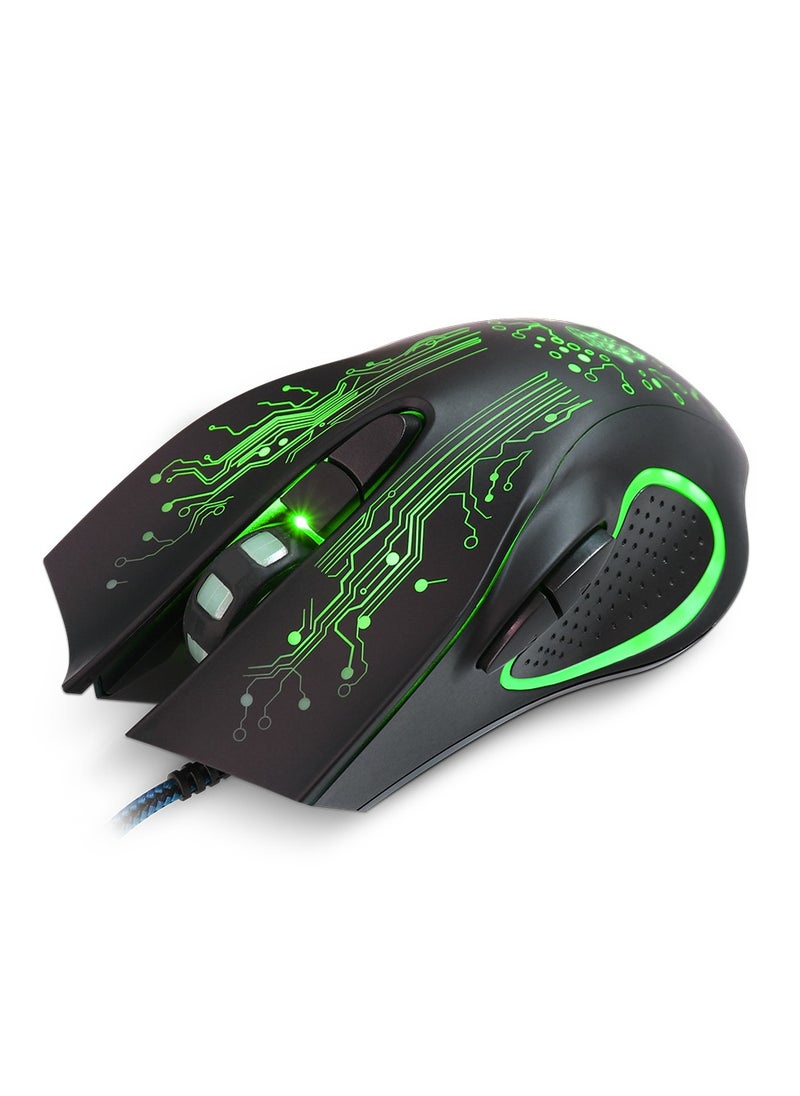 Datazone Wired Gaming Mouse in Black with Green Lighting and a Sleek, Modern Design  - Image 2