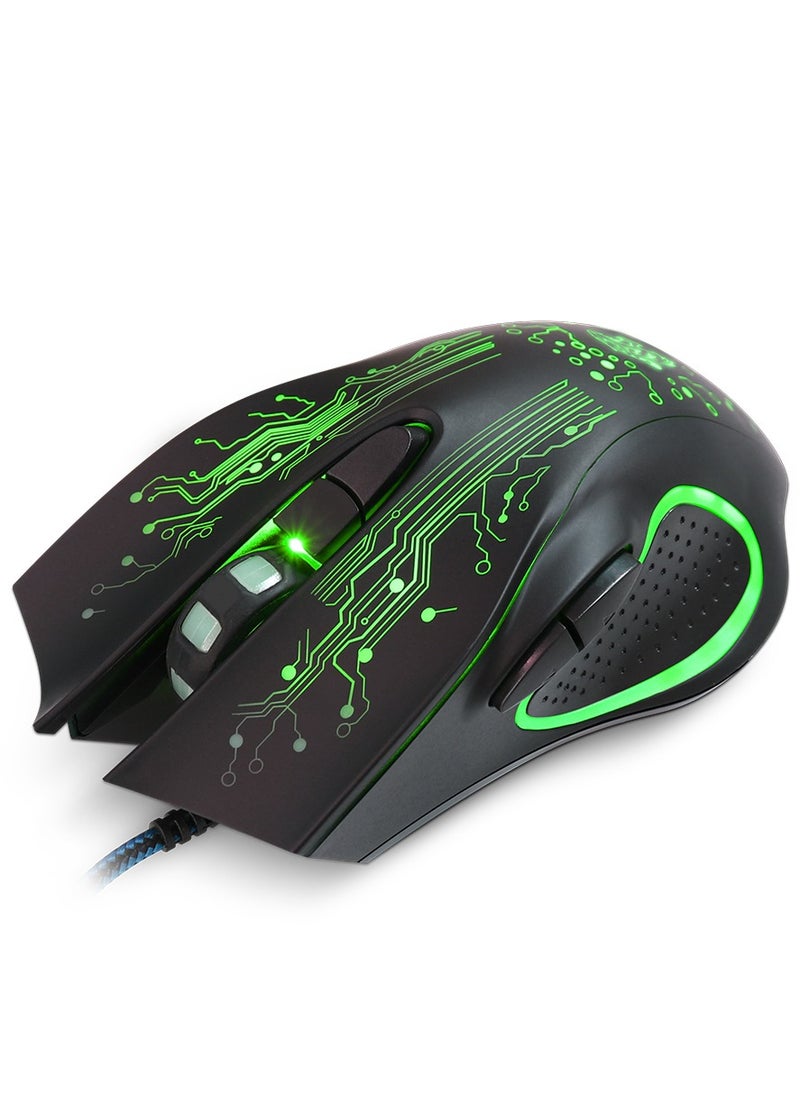 Datazone Wired Gaming Mouse in Black with Green Lighting and a Sleek, Modern Design  - Image 3