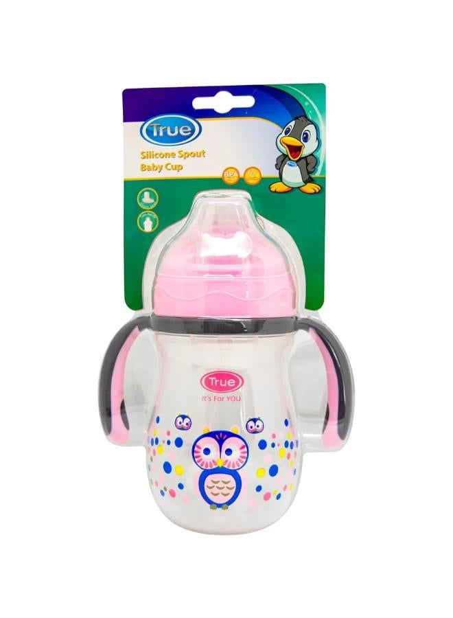 True Non-spill Cup with Weighted Straw 270ml 0-6m – Pink - Image 1