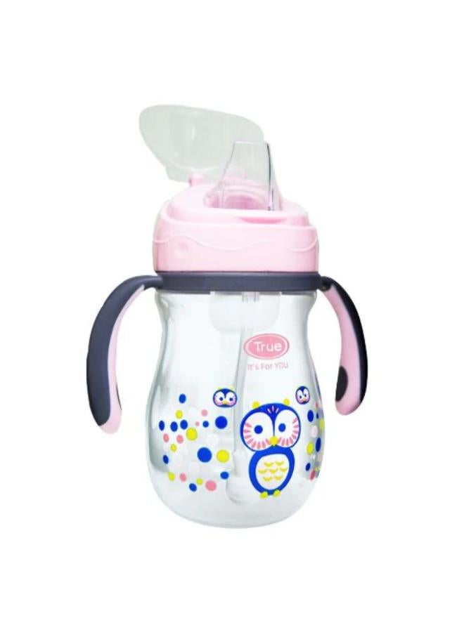 True Non-spill Cup with Weighted Straw 270ml 0-6m – Pink - Image 2