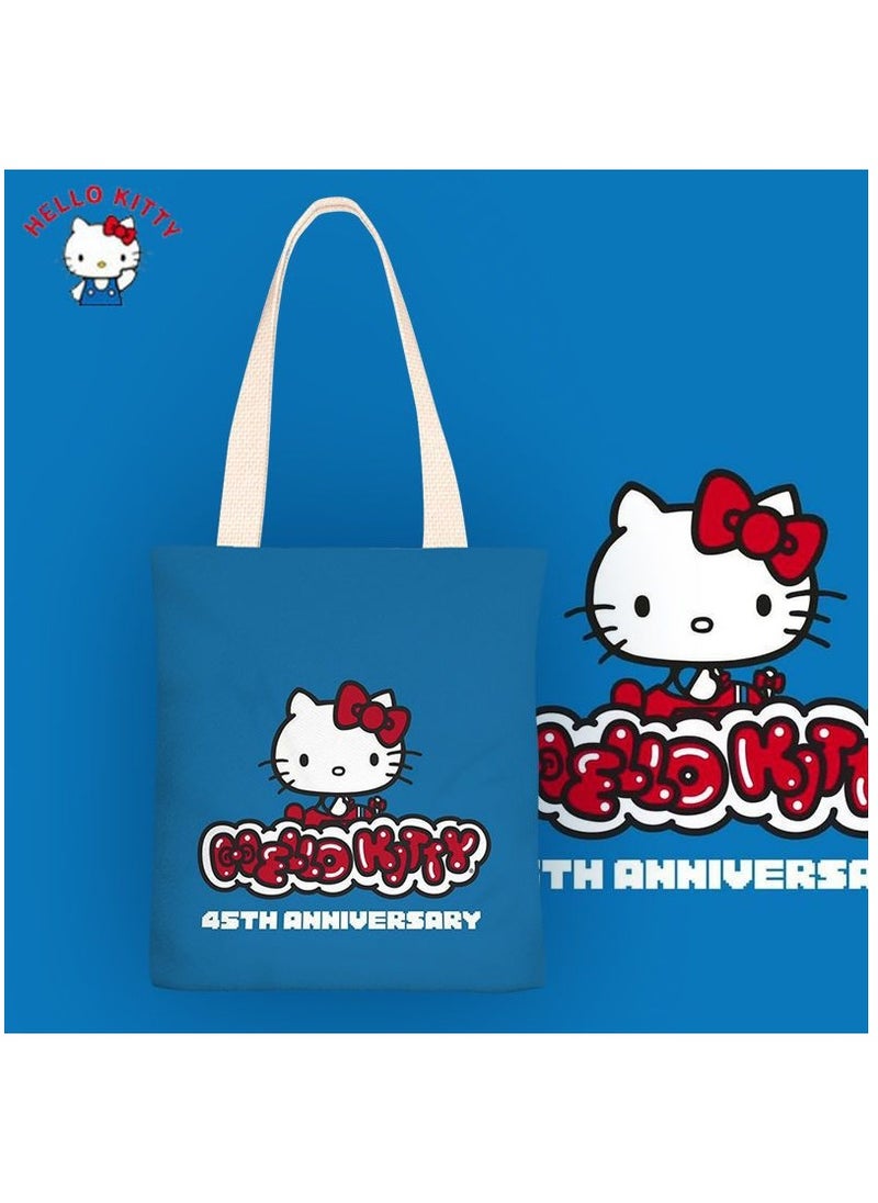 Hello Kitty Cartoon Sanrio Hello Kitty pattern canvas tote bag, student class bag tote bag, reusable beautiful environmentally friendly bag, book shopping groceries cotton cute tote bag  - Image 1