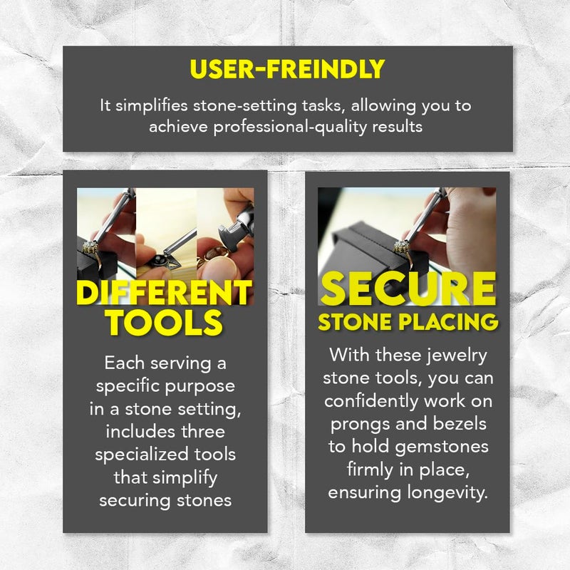 SE SE Stone Setting Prong and Bezel Set, Set of 3 Jewelry Stone Setting Tools, Jewelry Stone Prong Pusher, Durable Tips, Ergonomic Wooden Handles  - Image 2