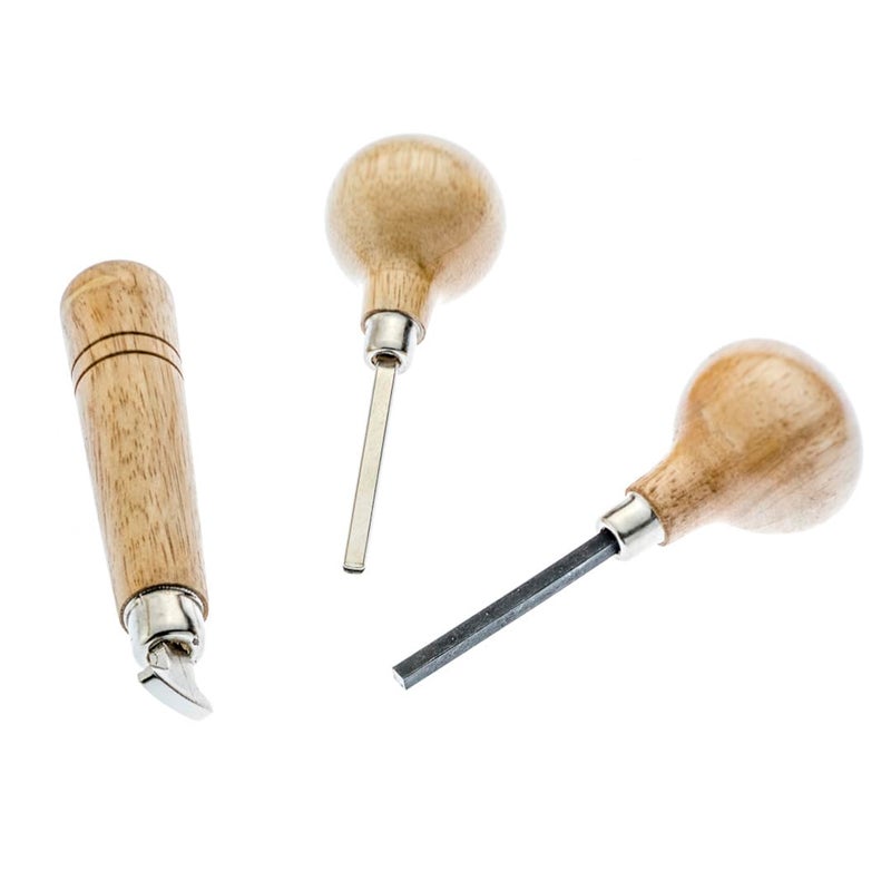 SE SE Stone Setting Prong and Bezel Set, Set of 3 Jewelry Stone Setting Tools, Jewelry Stone Prong Pusher, Durable Tips, Ergonomic Wooden Handles  - Image 1