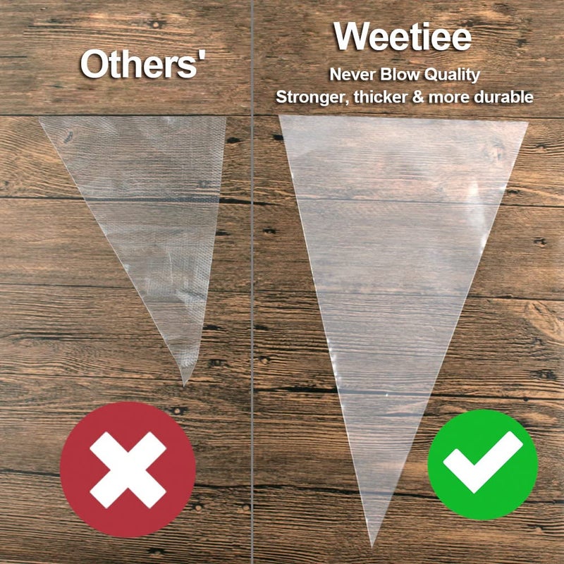 Weetiee Pastry Piping Bags -100 Pack-12-Inch Disposable Cake Decorating Bags Anti-Burst Cupcake Icing Bags for all Size Tips Couplers and Baking Cookies Candy Supplies Kits - Bonus 2 Couplers - Image 3